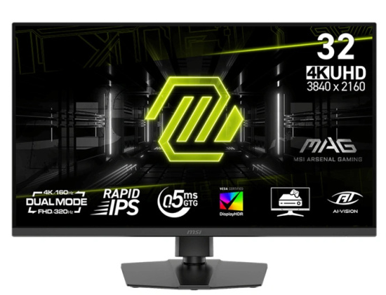 Монитор MSI MAG 322URDF E16 31.5" 16:9 UHD(3840x2160) Rapid IPS Flat,DisplayHDR 400, 0,5ms(GTG), 1000:1,100M:1,400nits,2xHDMI,1xDP,USB-Ax2,USB-B,Tilt,Swivel,Height,Pivot,VESA, 160HzUHD/320HzFHD, Black, 1y war