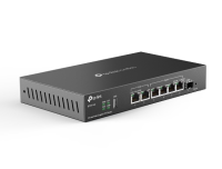 TP-Link 
VPN-маршрутизатор Omada с мультигигабитными портами
ПОРТЫ: 1 порт RJ45 WAN 2,5 Гбит/с, 1 порт RJ45 WAN/LAN 2,5 Гбит/с, 1 гигабитный порт SFP WAN/LAN, 4 гигабитных порта RJ45 WAN/LAN, 1 порт USB 2.0
ОСОБЕННОСТИ: интеграция с контроллером Omada SDN, VPN-подключения SSL, OpenVPN, IPsec, PPTP, L2TP и L2TP по IPsec, до 500 тысяч параллельных сеансов, балансировка нагрузки, резервирование канала, резервное подключение по 4G LTE с помощью USB-модема, межсетевой экран, работающий согласно политике, статическая маршрутизация, маршрутизация согласно политике, многосетевой DHCP, гостевой портал, VLAN
