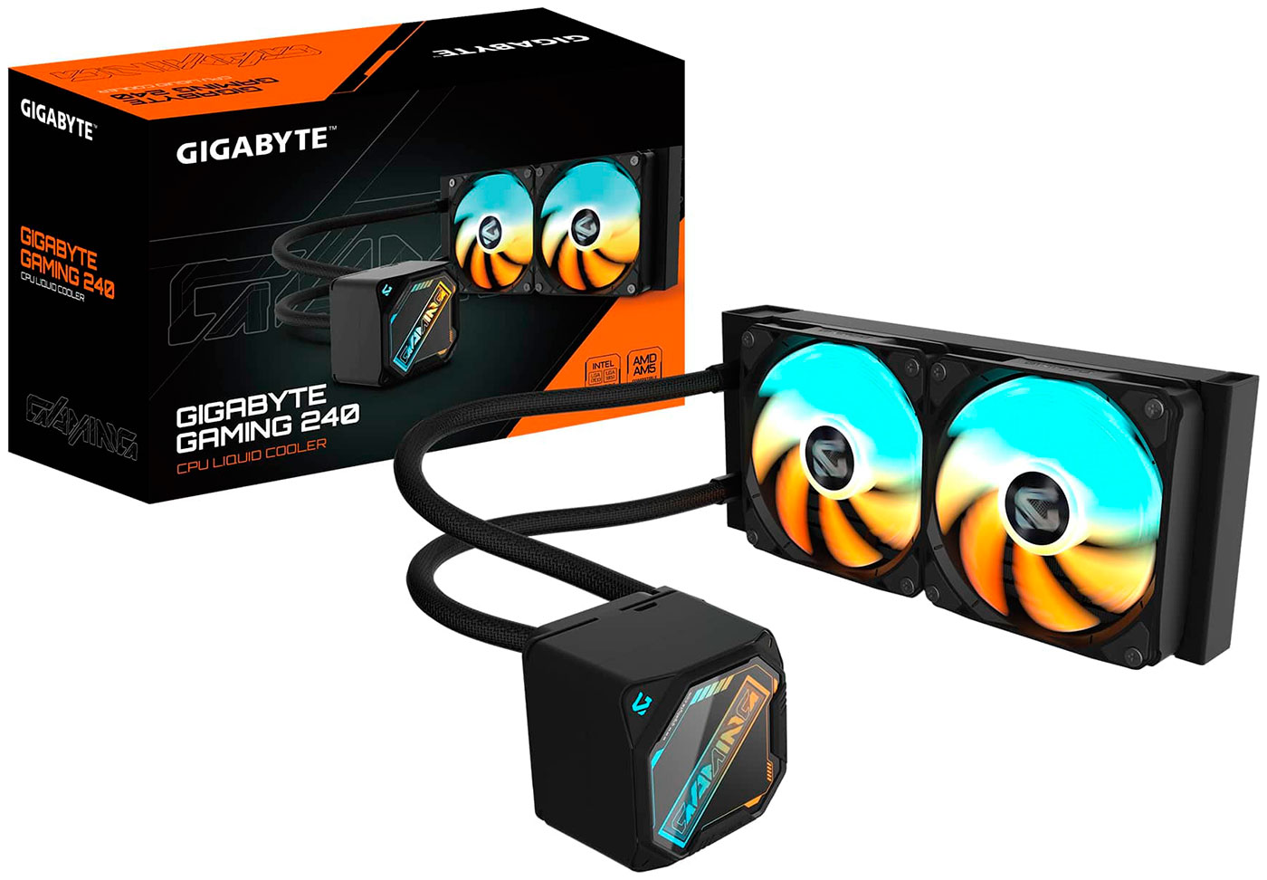 Жидкостная система охлаждения GIGABYTE Gaming GME 240 2 x 120mm ARGB Fan, LGA 1200, LGA 1700, LGA 1851, AM5, AM4 (GP-GIGABYTE GME 240)