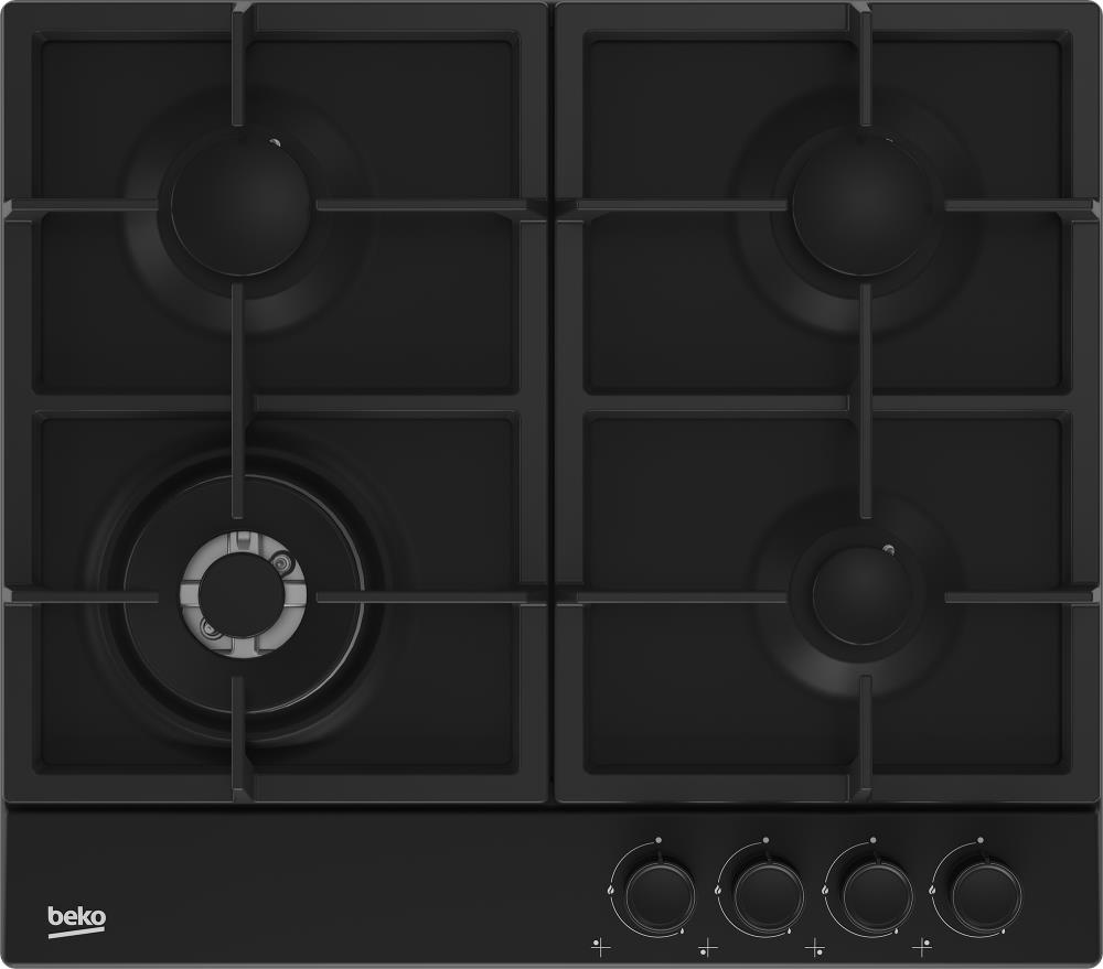 Варочная поверхность Beko BHGM6422K5WB, газовая, 4 конфорки, WOK, 58×51 см