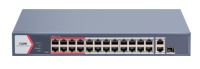 Коммутатор iFLOW F-SW-EM426POE-VM/L, 24×100 Мбит/с PoE + 2×1 Гбит/с Комбо (RJ45/SFP), настраиваемый