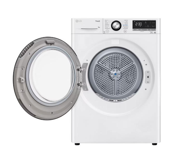 Сушильная машина LG DC90V3V6W белый, 9 кг, сушка - тепловой насос, программ - 14, 60 x 85 x 66 см