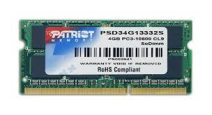 Оперативная память Patriot, DDR3, 4GB (1x4 GB), 1333 MHz, CL9, SO-DIMM