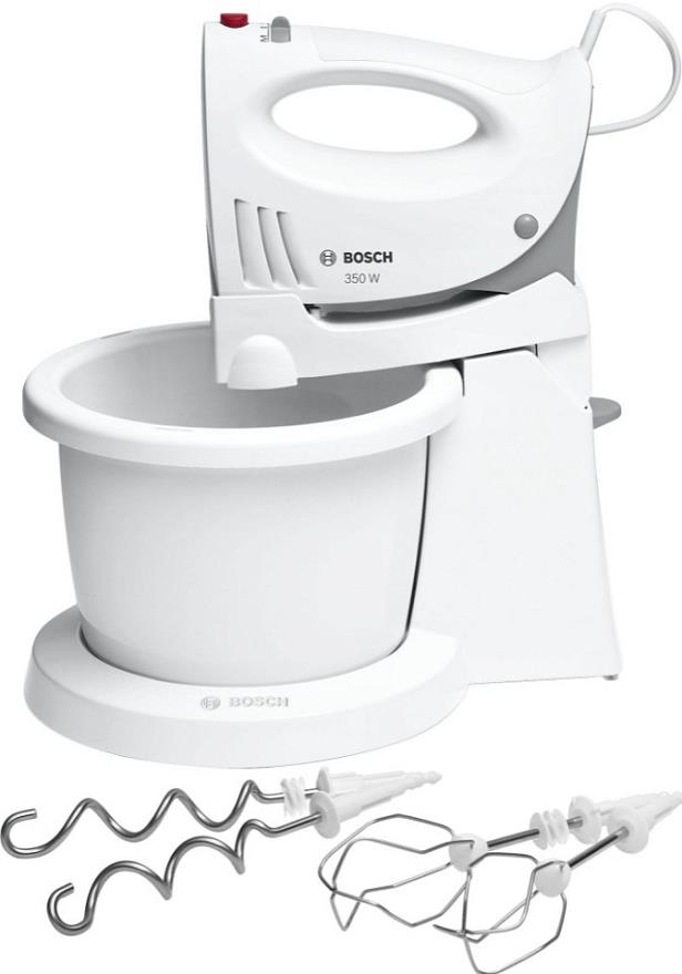 Миксер Bosch MFQ3555, 350Вт, 5 скоростей, 2 венчика, 2 крюка