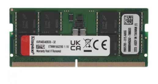 Оперативная память Kingston ValueRAM, DDR5, 32GB (1x32GB), 4800MHz, CL40, SO-DIMM