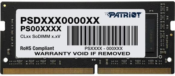 Оперативная память Patriot Signature, DDR4, 32GB (1x32 GB), 3200 MHz, CL22, SO-DIMM