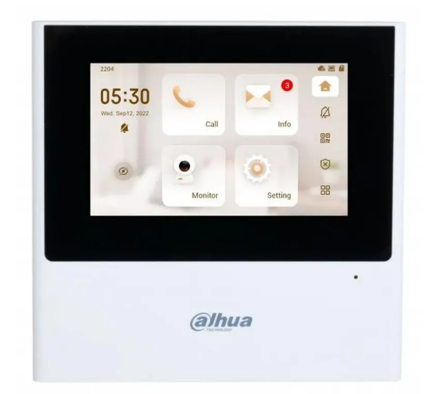 DHI-VTH2611L-WP - Видеодомофон IP 4.3 дюймовый с WiFi 2.4ГГц,  черный/ 480x272 разрешение, ёмкостной сенсорный экран; аудио входы / выходы: 1/1, динамик тревожные входы / выходы 4/1; LAN; Возможность просмотра IP видеокамер; Питание:  DC 12В/PoE; Габаритные размеры: 136?140?25.5 мм; Установка - на стену